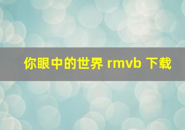 你眼中的世界 rmvb 下载